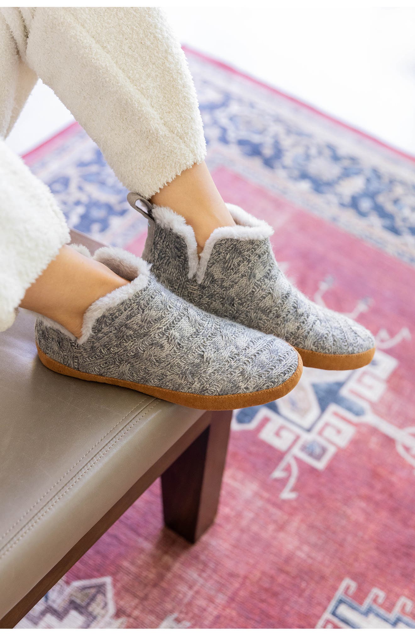 TOMS Lola Faux Shearling Knit Slipper, Alternate, color, 