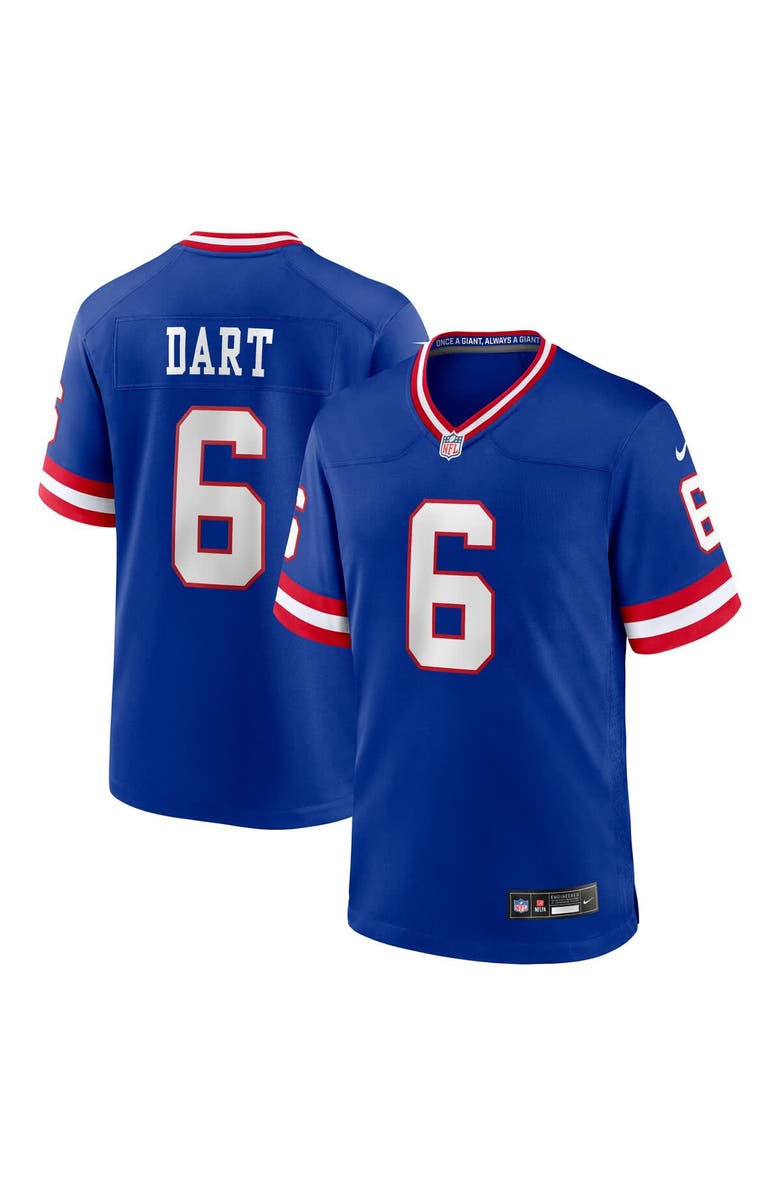 Nike Men's Nike Jaxson Dart Royal New York Giants Alternate 2 Classic Game Jersey, Main, color, Royal