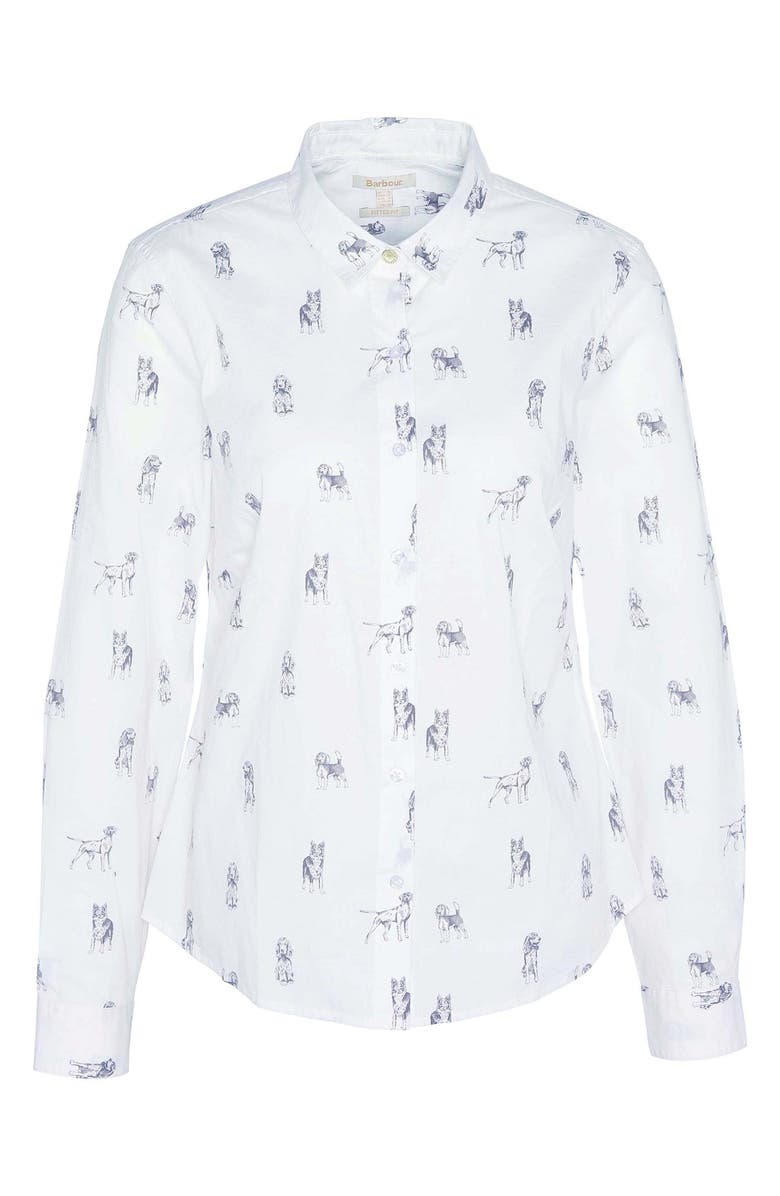 Barbour Brambles Dog Print Cotton Button-Up Shirt, Alternate, color,