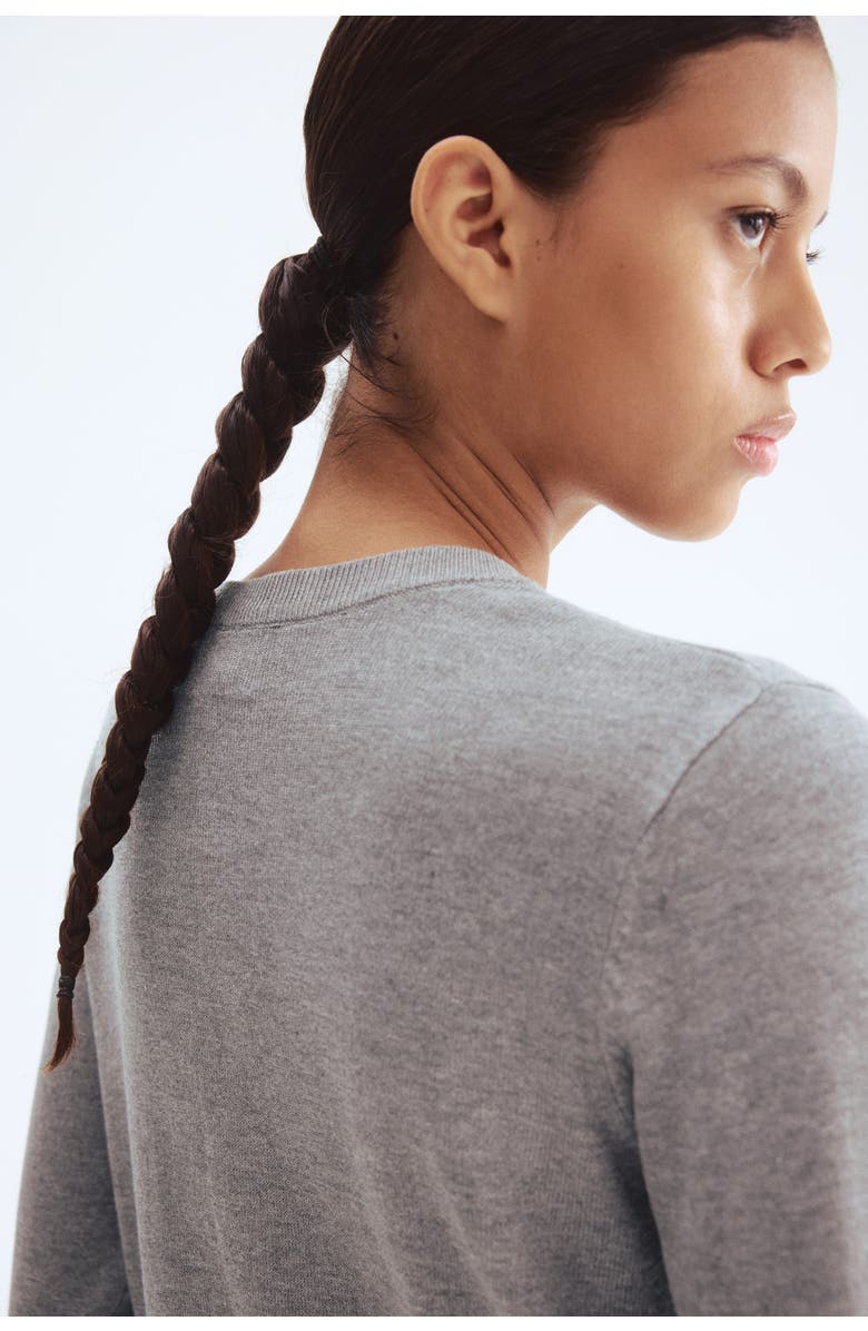 H&M Knitted Cardigan, Alternate, color, Gray Melange