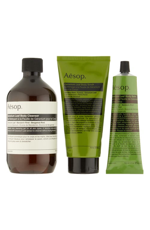Aesop Geranium Leaf Trio Set $148 Value In Transparent