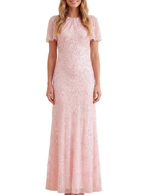 Freya Georgette Short Sleeve Maxi Gown
