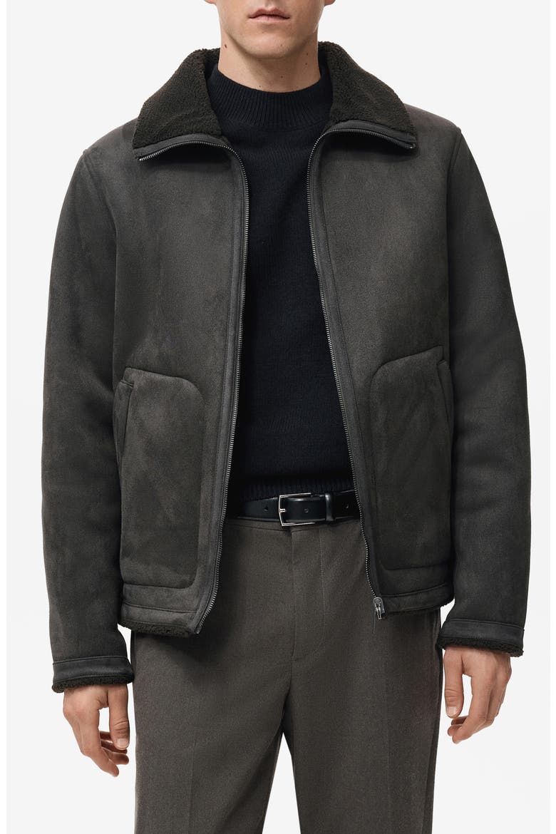 Reversible Faux Leather & Shearling Jacket, Main, color, GREY
