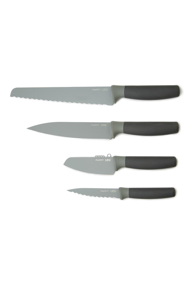 Leo Balance 4-Piece Non-Stick Knife Set, Main, color, GRAY