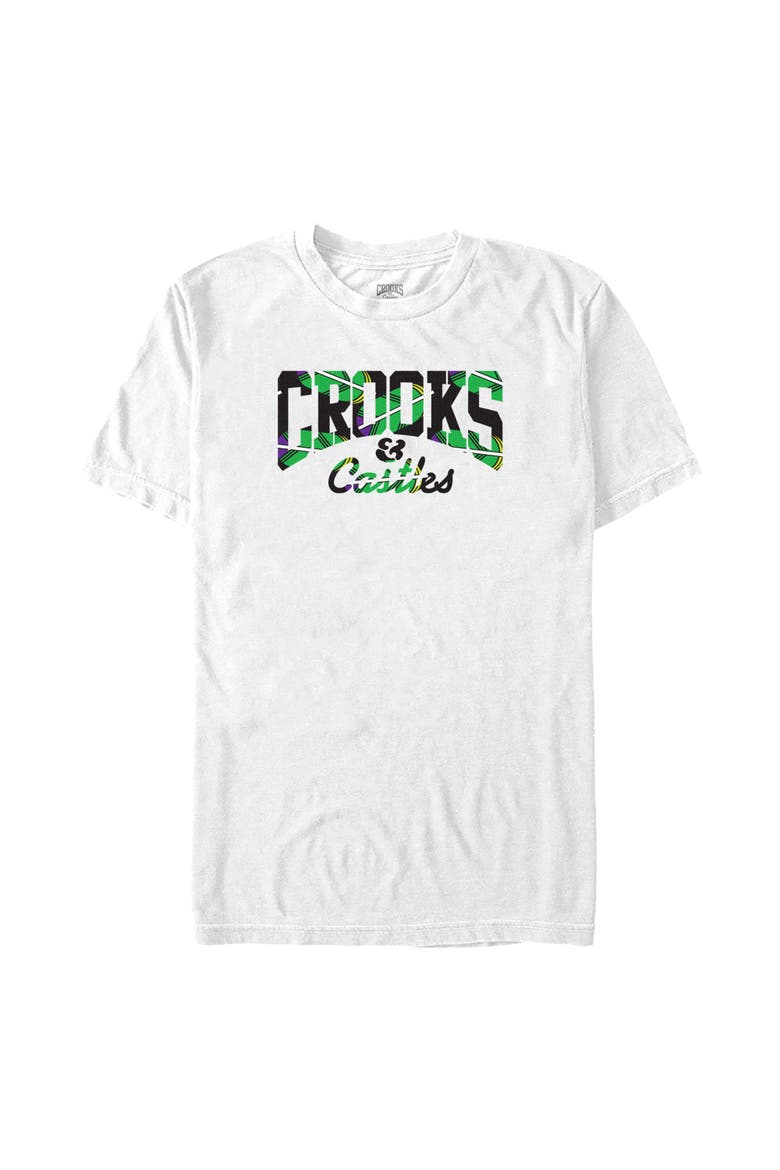 Men's Black Tropical Print Graphic T-Shirt, Main, color, White