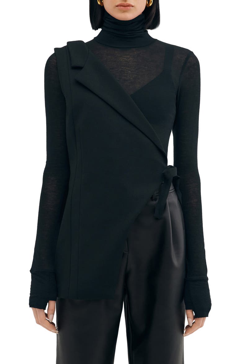 Grattan Asymmetric Sleeveless Blazer, Main, color, BLACK