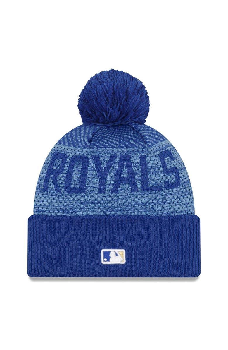 New Era Men's New Era Royal Kansas City Royals Authentic Collection Sport Cuffed Knit Hat with Pom, Alternate, color, 