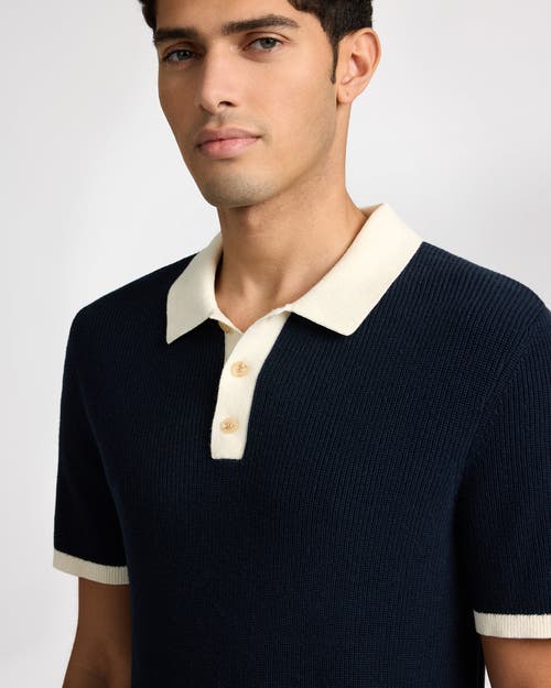 Onia Cotton Linen Knit Polo In Blue