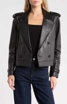 Xoey Cropped Leather Trench Jacket
