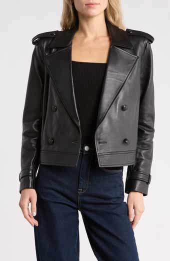 Xoey Cropped Leather Trench Jacket