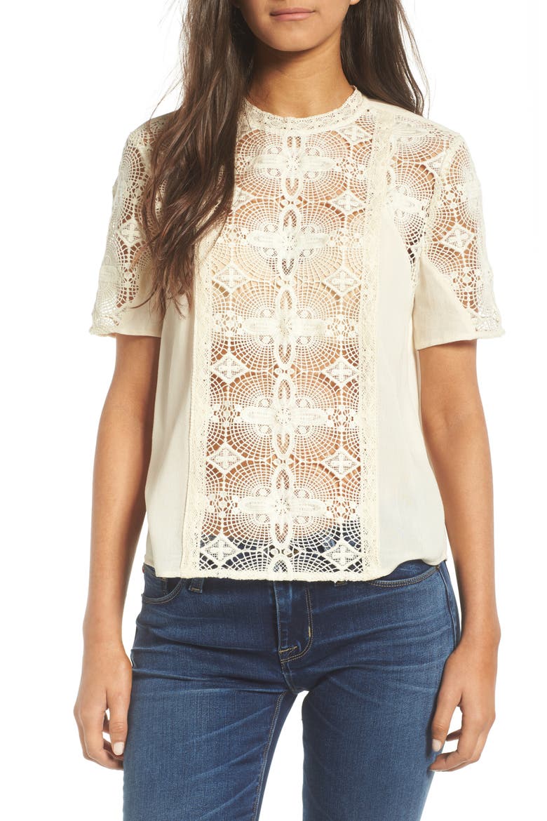 Vintage Lace Top, Main, color, IVORY BIRCH