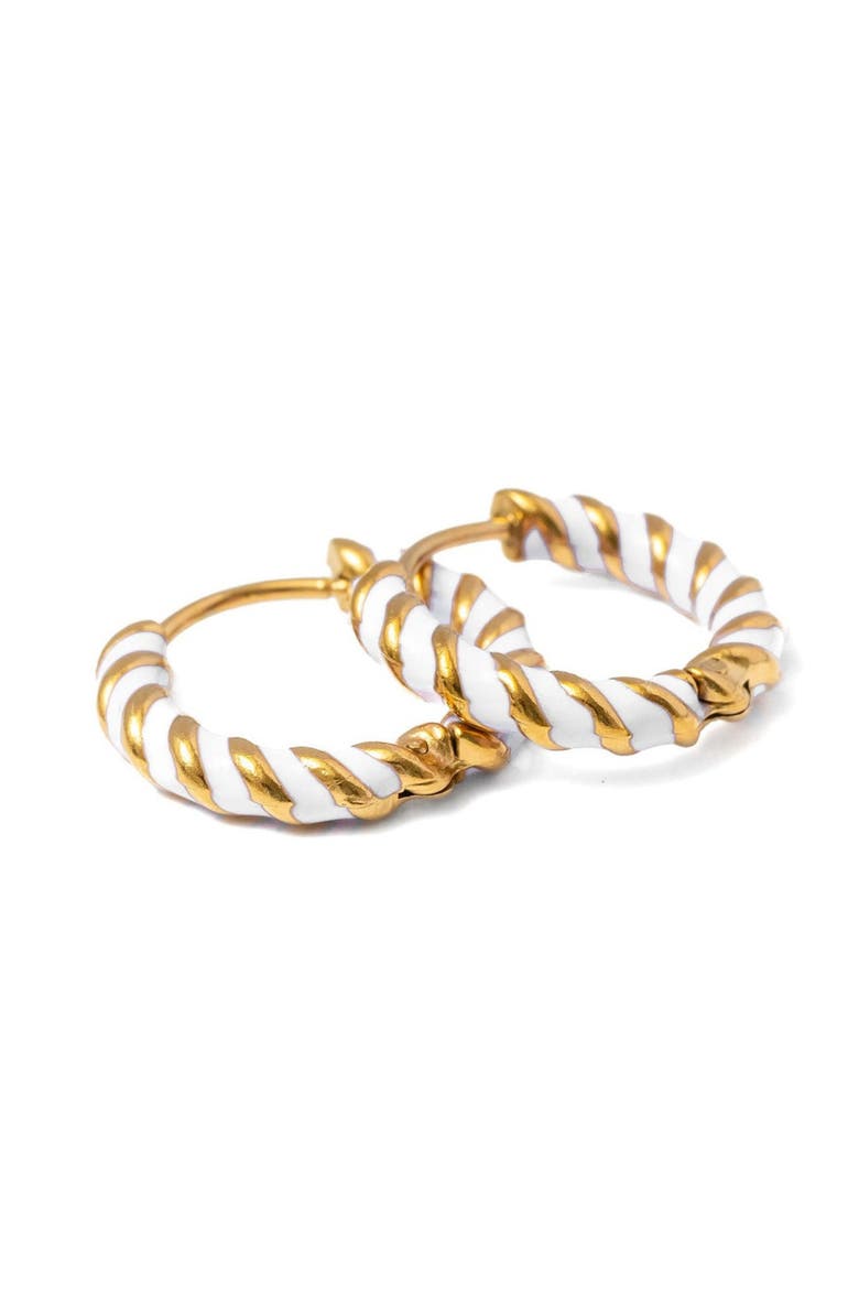 Braided Hoop Earrings, Main, color, White