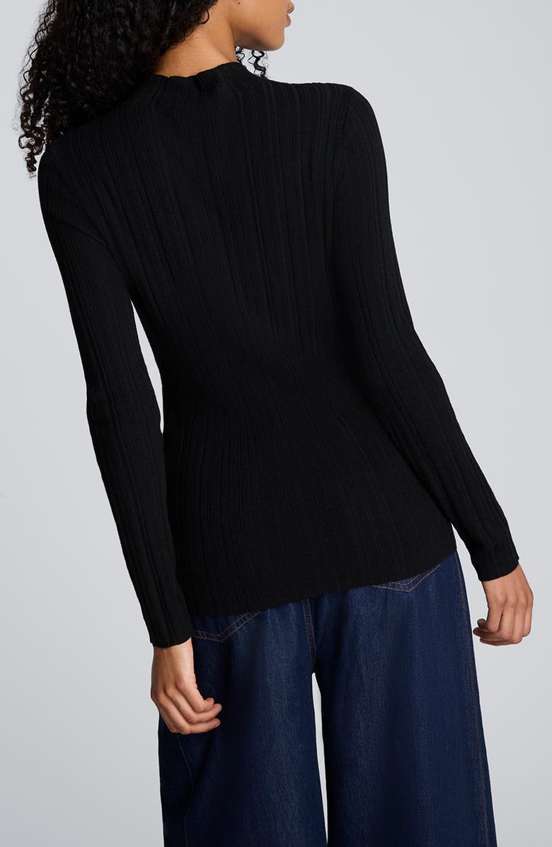 Kenneth Cole Variegated Rib Mock Neck Sweater, Alternate, color, Black