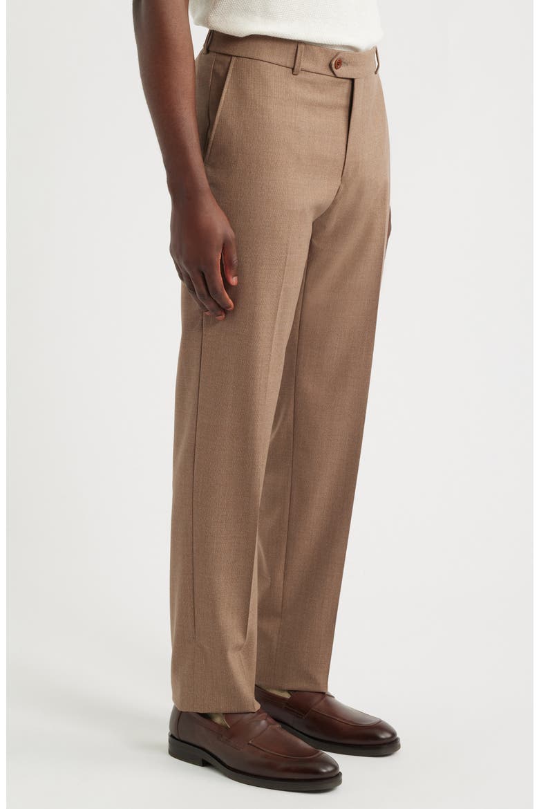 Lightweight Flat Front Mesh Weave Wool Dress Pants, Alternate, color, BROWN MIX