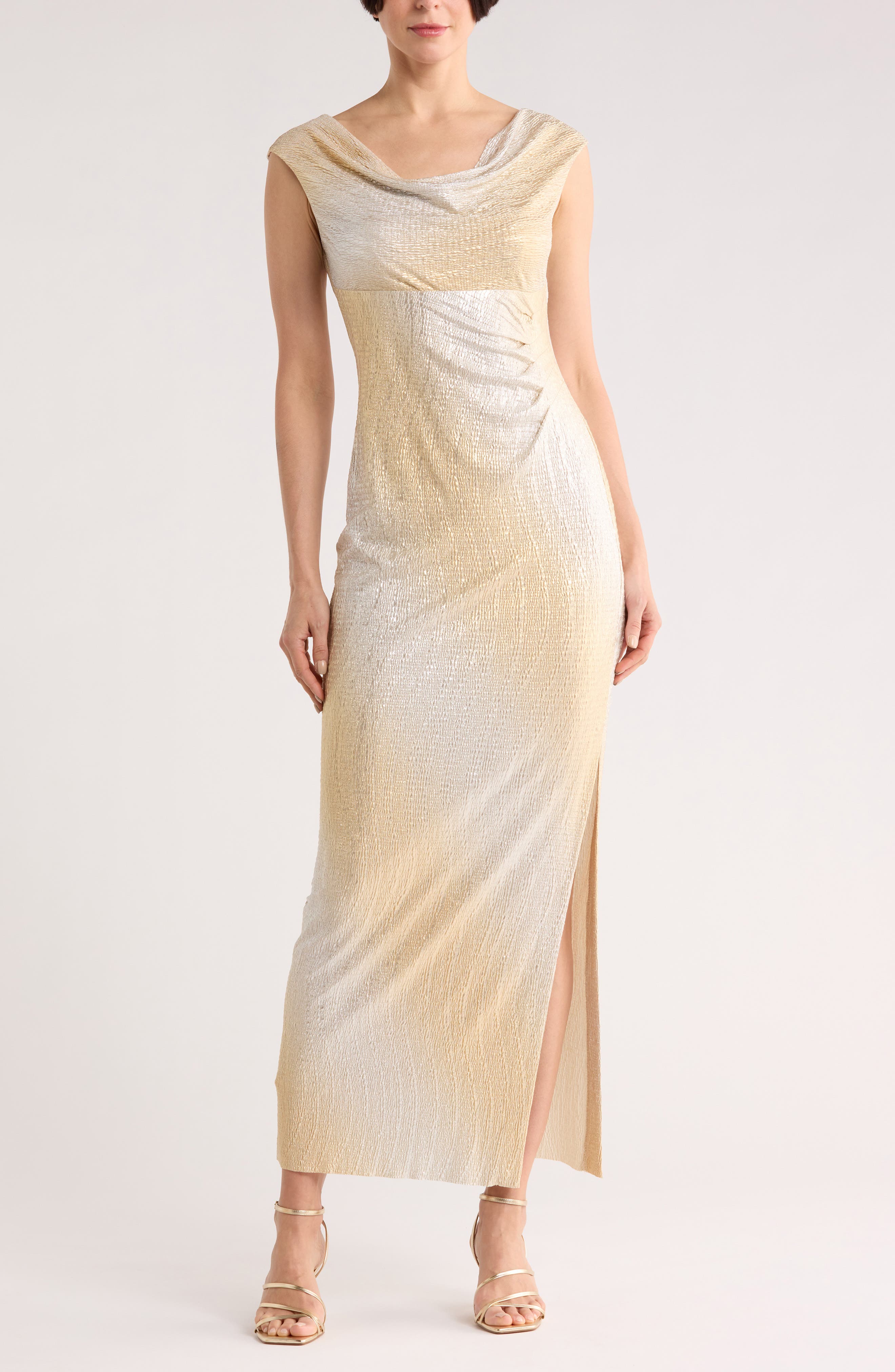 Connected Apparel Foil Ombré Maxi Dress