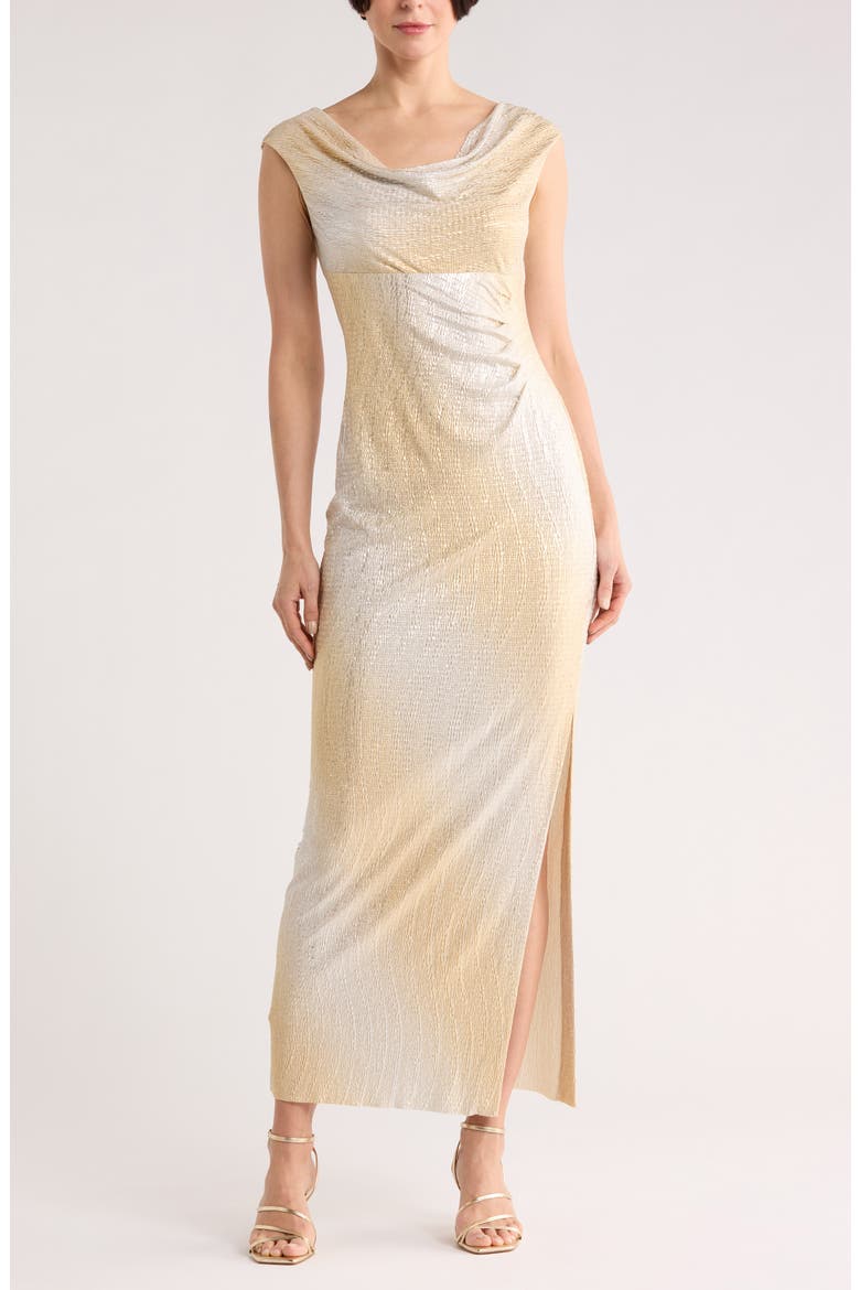 Foil Ombré Maxi Dress, Main, color, GOLD