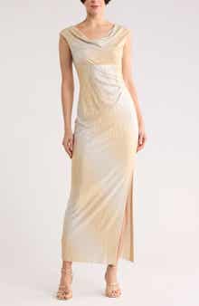 Connected Apparel Foil Ombré Maxi Dress