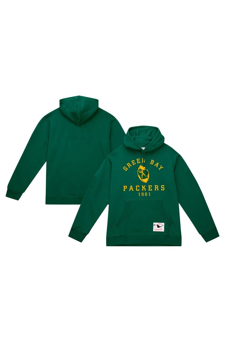 Mitchell & Ness Men's Mitchell & Ness Green Green Bay Packers Vintage Pullover Hoodie, Main, color,