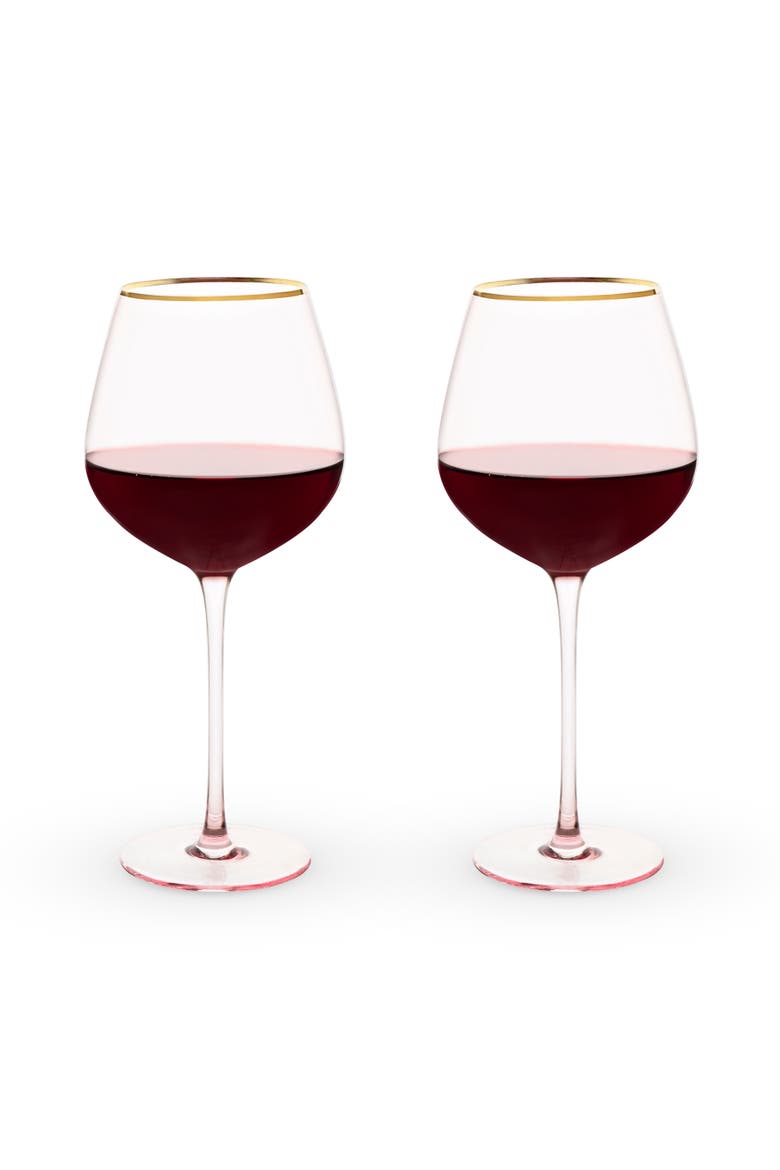 Rose Crystal Red Wine Glasses Set of 2, Main, color, ROSE