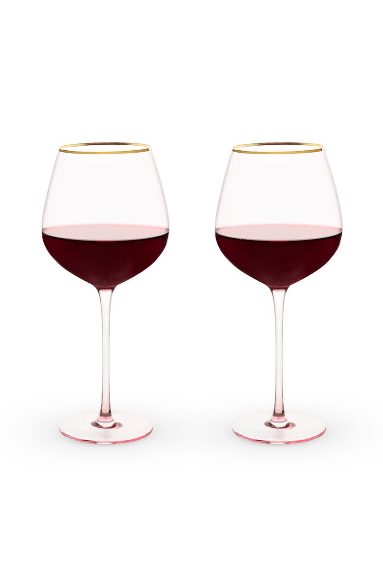 TWINE Rose Crystal Red Wine Glasses Set of 2, Main, color, Pink
