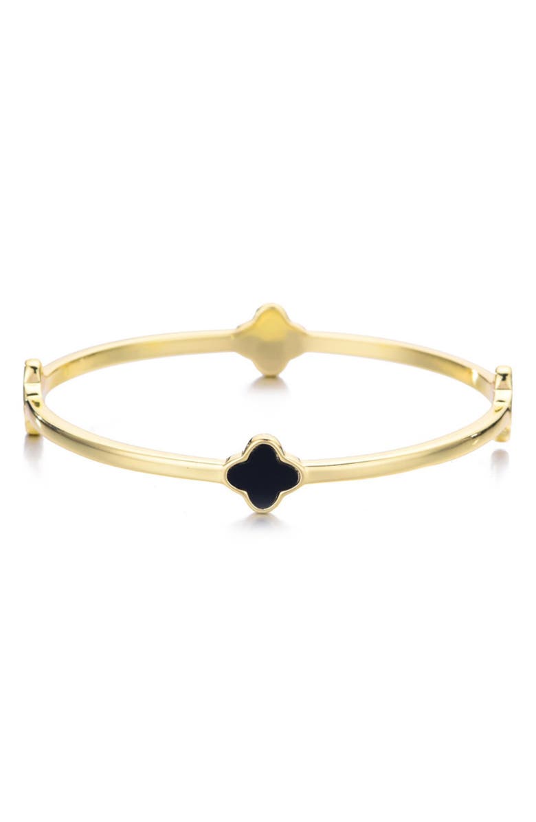 Adornia Clover Station Bangle Bracelet, Alternate, color, Black
