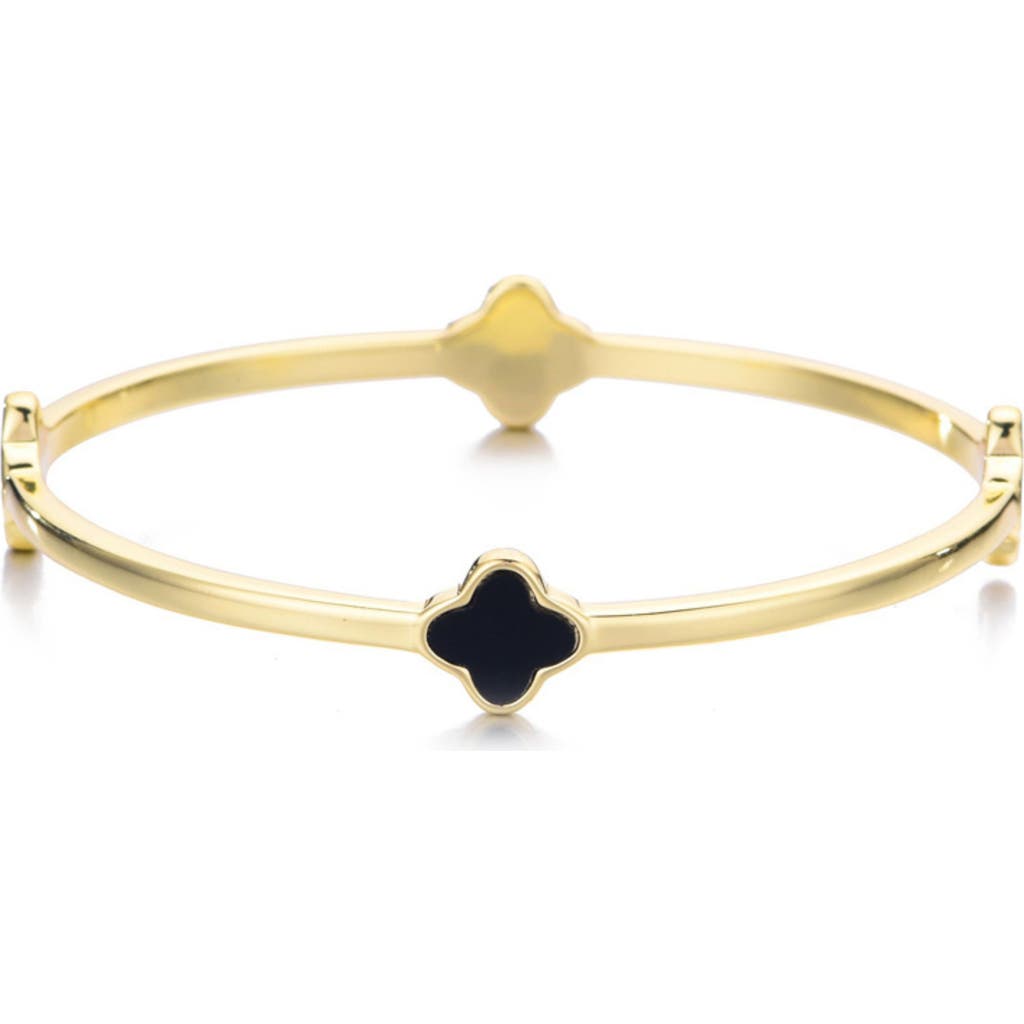 Adornia Clover Station Bangle Bracelet In Black