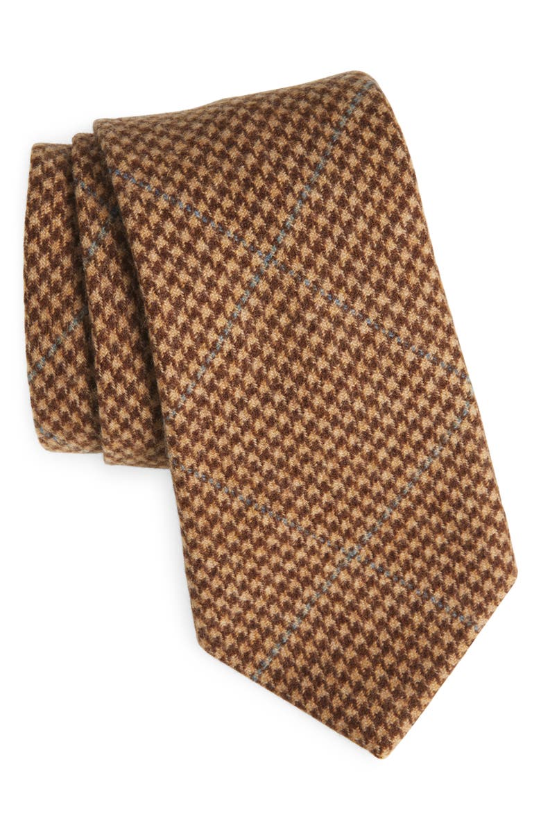 Ralph Lauren Purple Label Houndstooth Check Wool Tie, Main, color, Camel/ Brown