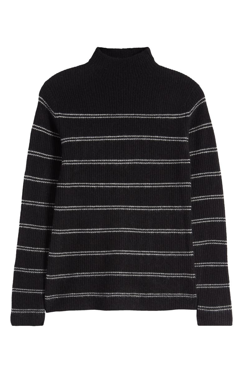 Magaschoni Rib Stripe Mock Neck Cashmere Sweater, Alternate, color,