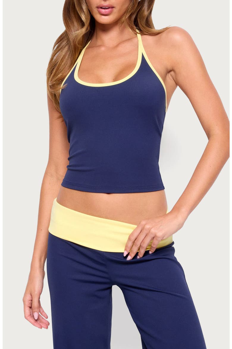 Dayna Contrast Halter Top, Main, color, NAVY