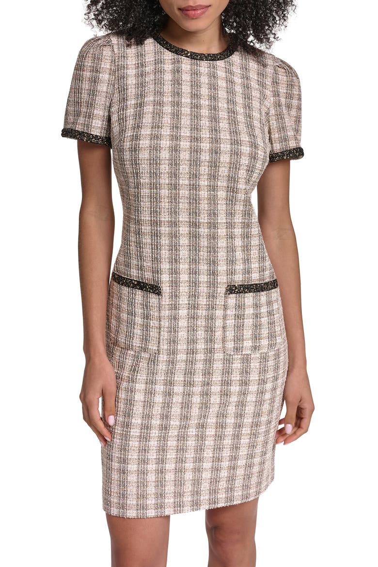 Metallic Tweed Sheath Dress, Alternate, color, ESPRESSO MULTI