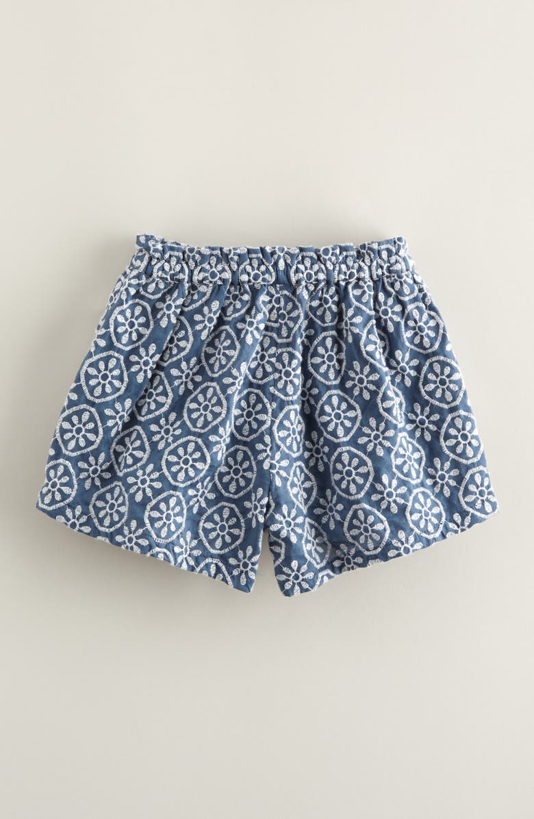 Nordstrom Kids' Embroidered Cotton Shorts, Alternate, color, Blue Del Mar