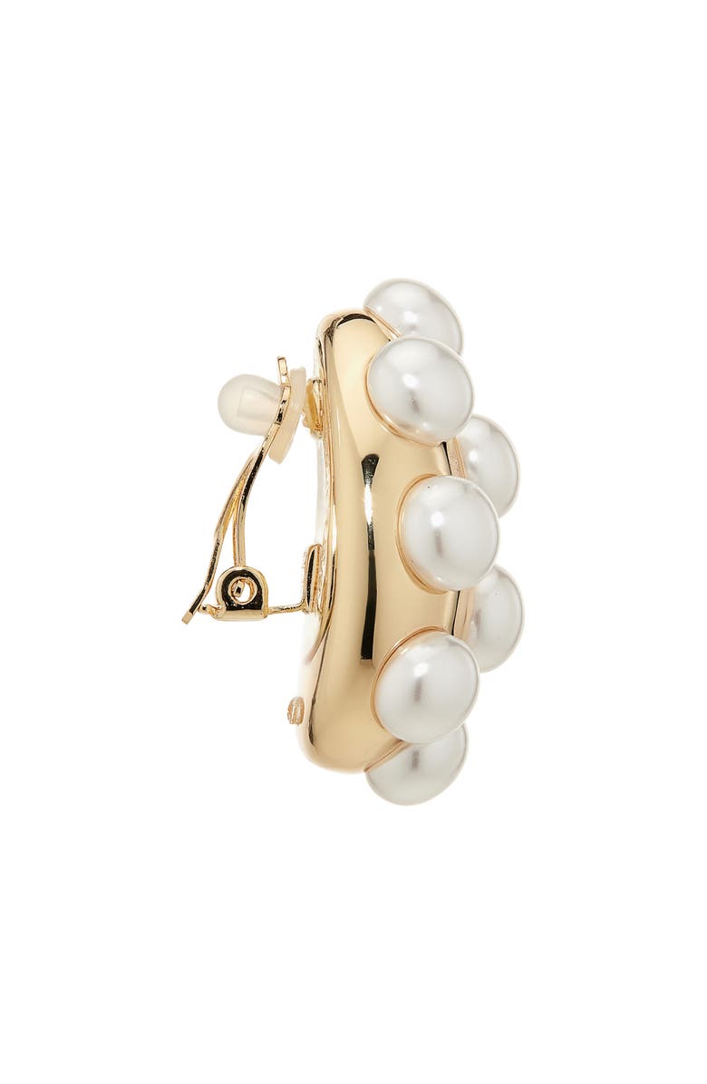 Carolina Herrera Faux Pearl Studded Stud Earrings, Alternate, color, Pearl/ Gold