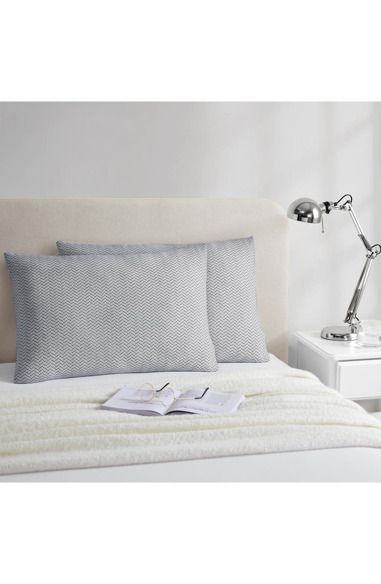 DONNA KARAN Set of 2 Herringbone Texture Pillowcases, Alternate, color, Heathered Grey