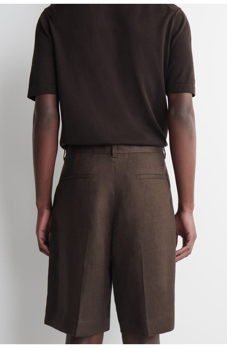 COS Pleated Linen Drawstring Shorts, Alternate, color, Brown