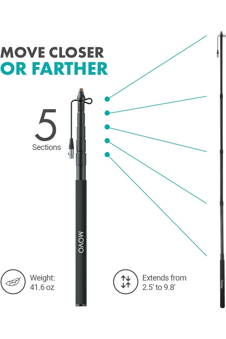XLR Shotgun Microphone and Boom Pole Kit - Professional Location Sound Recording Bundle with Shotgun Mic and Boompole with Internal XLR Cable for Filmmaking, ENG, and Broadcast Audio, Alternate, color, Black