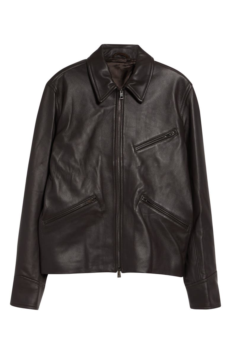 J. Mueser Leather Racer Jacket, Alternate, color, Brown