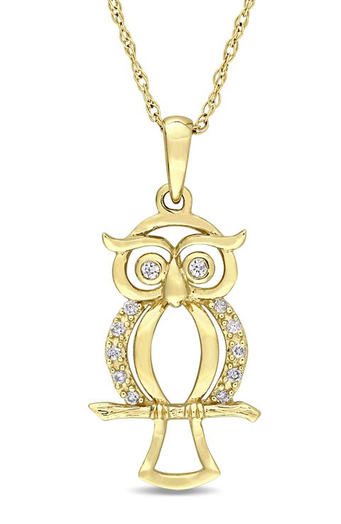 Diamond Accent Owl Pendant Necklace - 0.05ct.