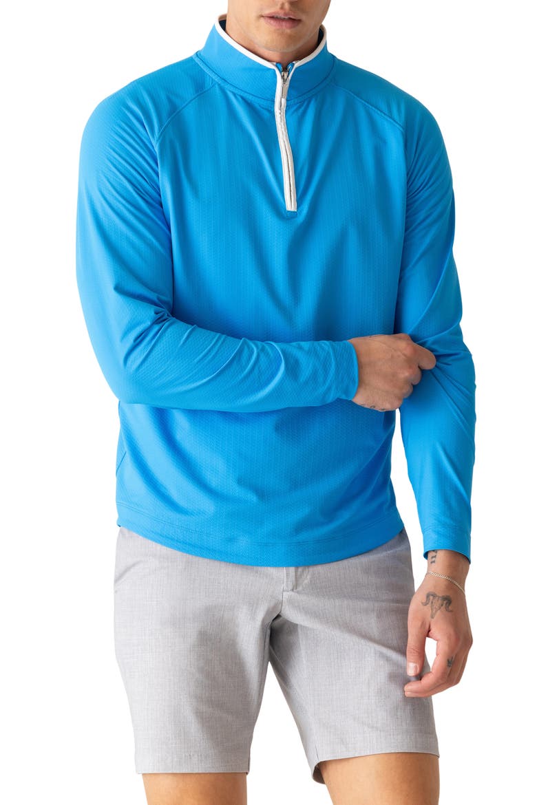 Links Jacquard Quarter Zip Pullover, Main, color, ELECTIRIC BLUE