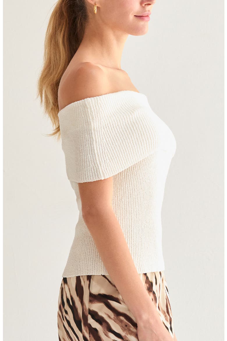 Off Shoulder Sweater Knit Top, Alternate, color, White