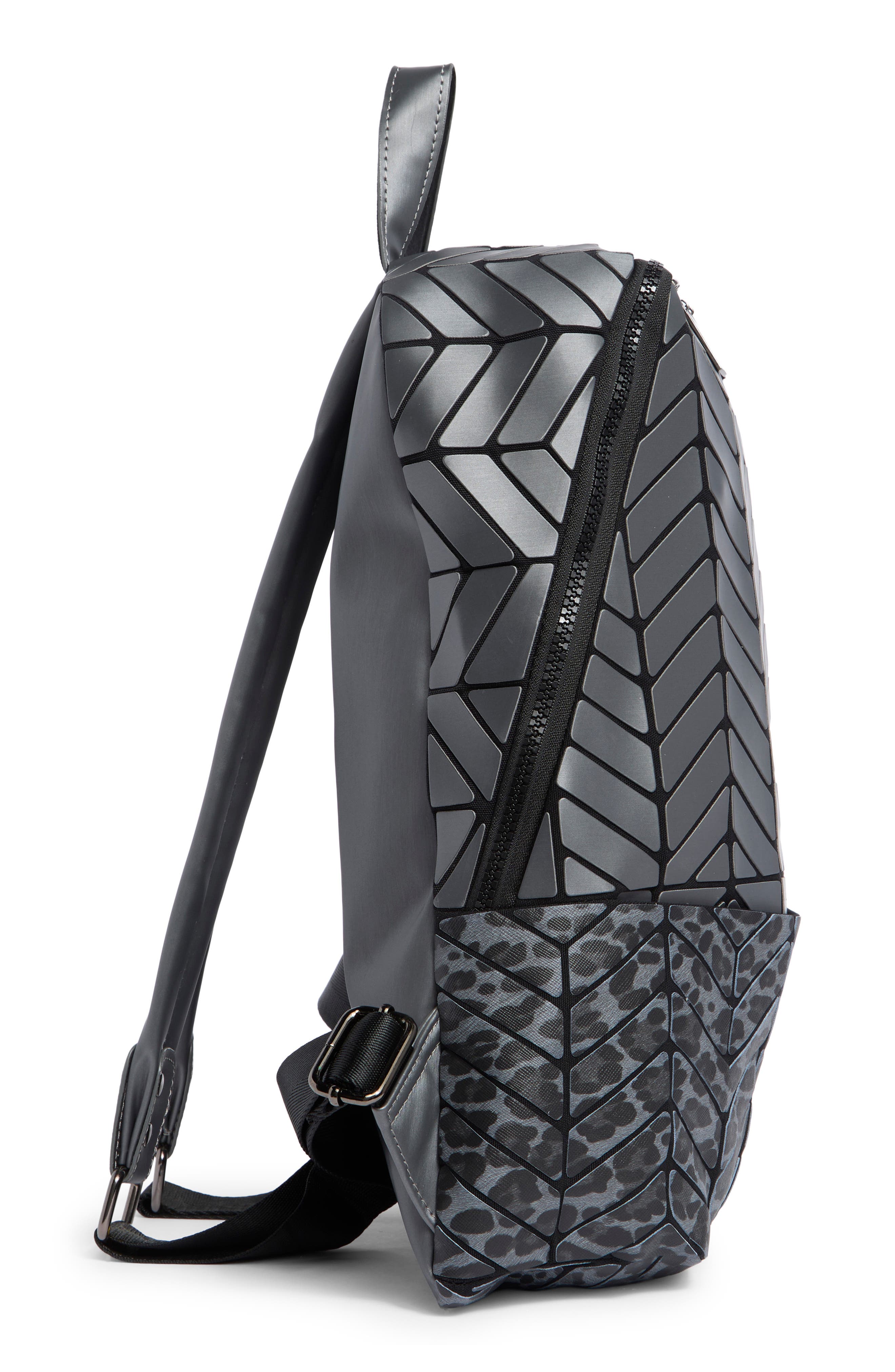 Printed Chevron Backpack, Alternate, color, GREY CHEETAH
