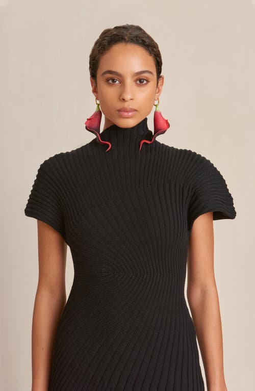Cult Gaia Chrysta Turtleneck Rib Midi Sweater Dress In Black
