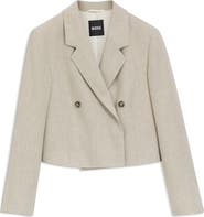 BOSS Jojeka1 Double Breasted Linen Blend Crop Blazer