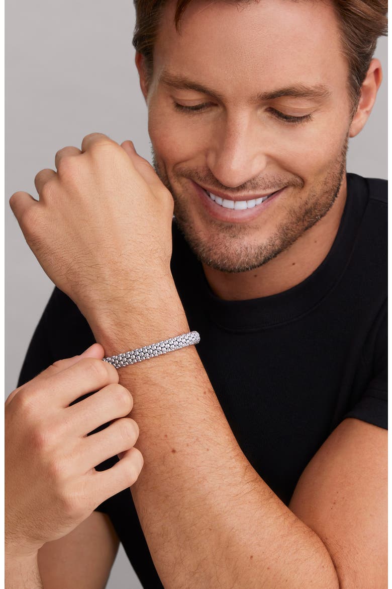 Men's Anthem Caviar Skull Bracelet, Alternate, color, SILVER