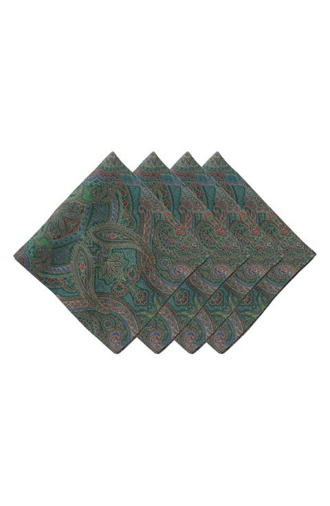 Set of 4 Paisley Linen Napkins