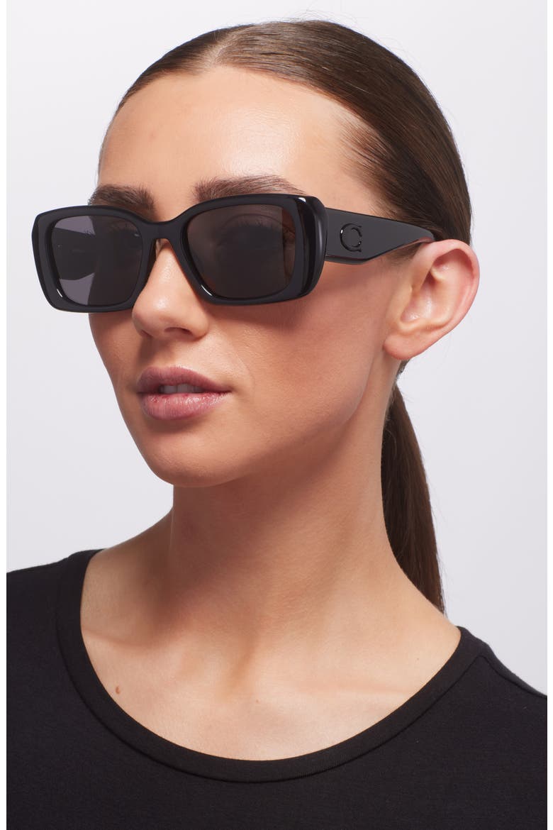 54mm Square Sunglasses, Alternate, color, BLACK / GREY SOLID