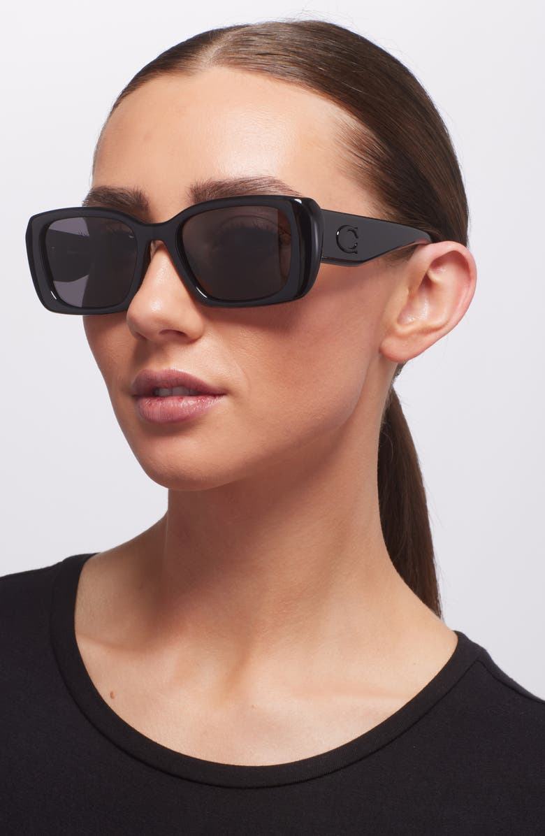 COACH 54mm Square Sunglasses, Alternate, color, Black / Grey Solid