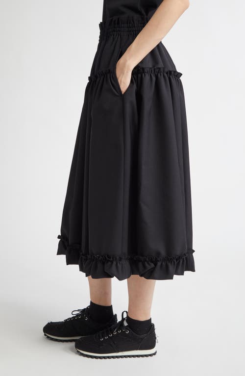 Noir Kei Ninomiya Tropical Wool Midi Skirt In Black
