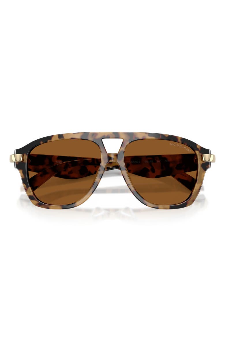 Michael Kors Grenada 56mm Aviator Sunglasses, Alternate, color, Vintage Tortoise / Amber Mono