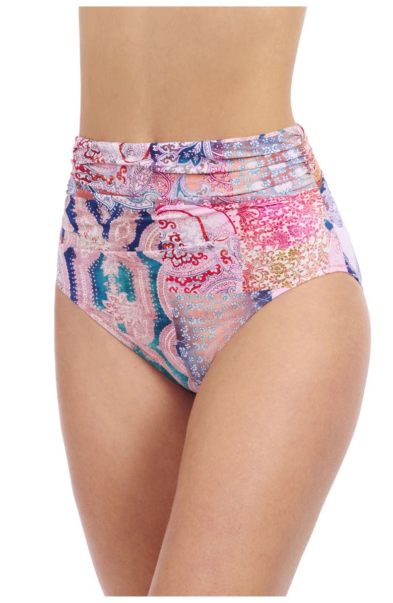 Profile by Gottex Karma Shirred High-Waist Bikini Bottom, Alternate, color, Multi