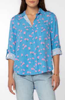 Elisa Floral Roll Tab Sleeve Shirt